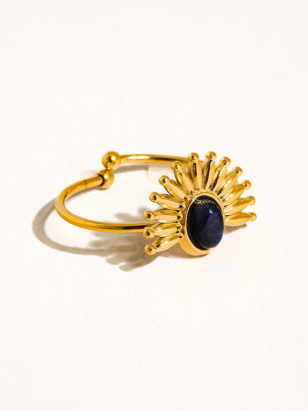 Fabienne 18K Gold Non-Tarnish Sun Blue Stone Ring