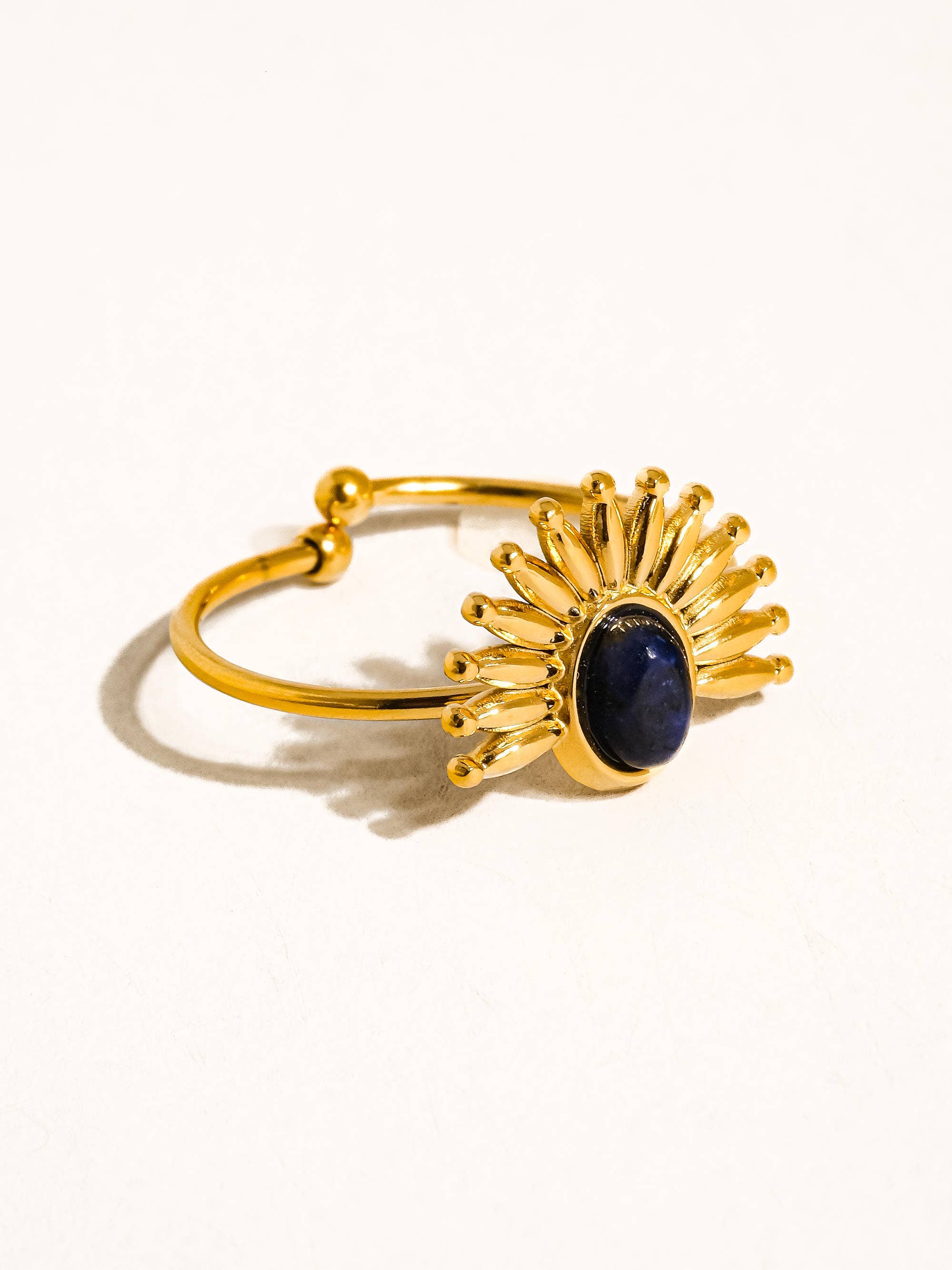 Fabienne 18K Gold Non-Tarnish Sun Blue Stone Ring