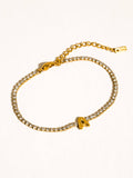 Elena 18K Gold Non-Tarnish Rhinestone Initial Letter Bracelet