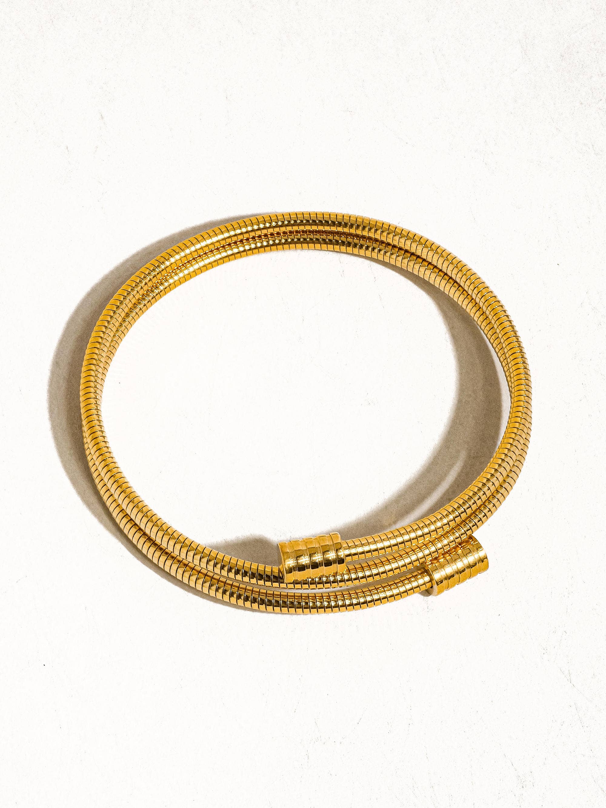 Samantha Non-Tarnish Round Snake Gold Chain Bracelet