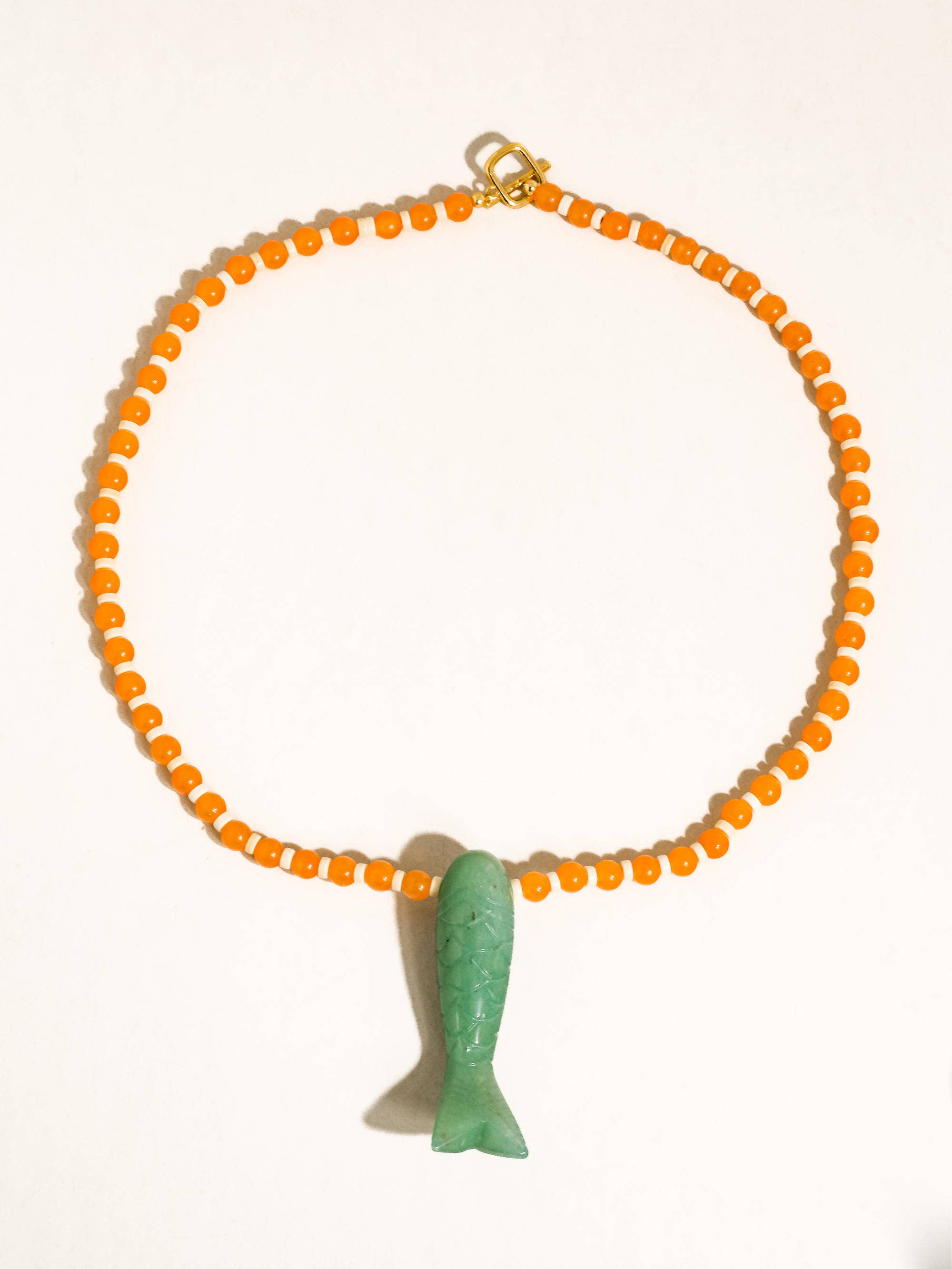 Amalfi 18K Gold Vintage Beaded Fish Necklace