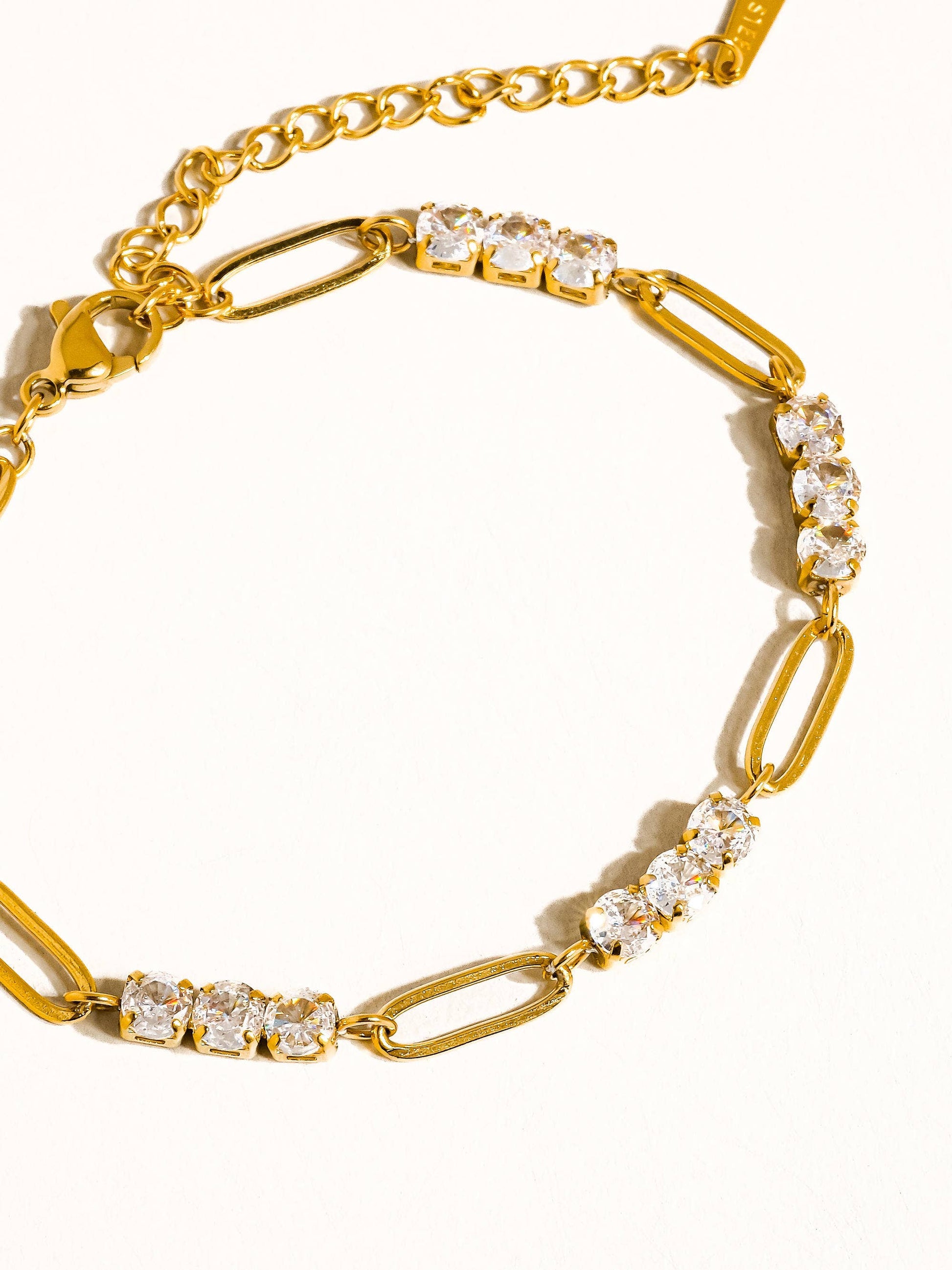 Basil 18K Gold Non-Tarnish Rhinestone Chain Bracelet