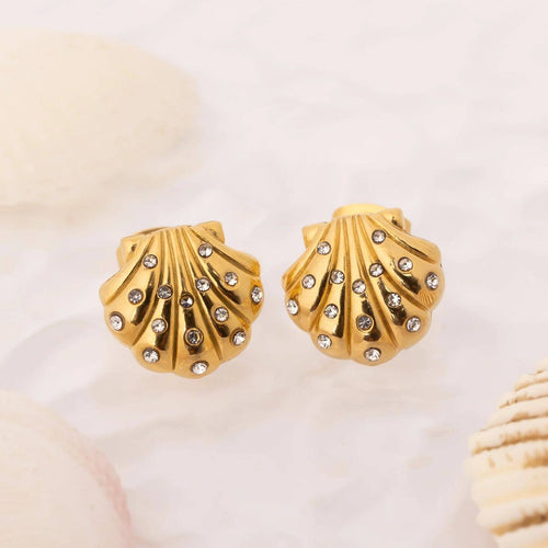 Like a Mermaid 18K Gold PVD Stainless Steel Stone Shell Earring