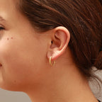 18K Gold Plated Stainless Steel Textured Hoop Earrings 15mm