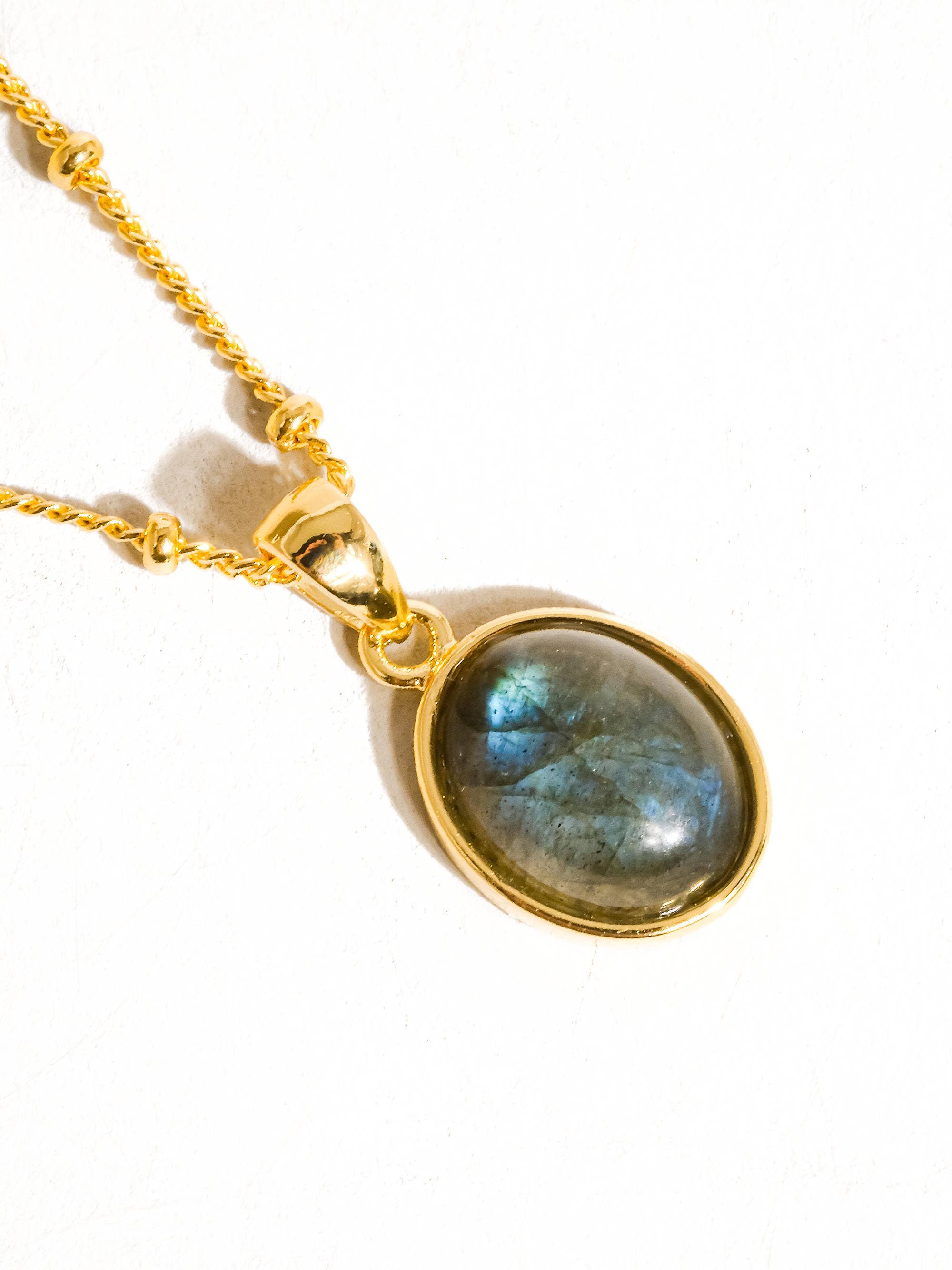 Lilly 18K Gold Assorted Natural Stone Necklace: Labradorite