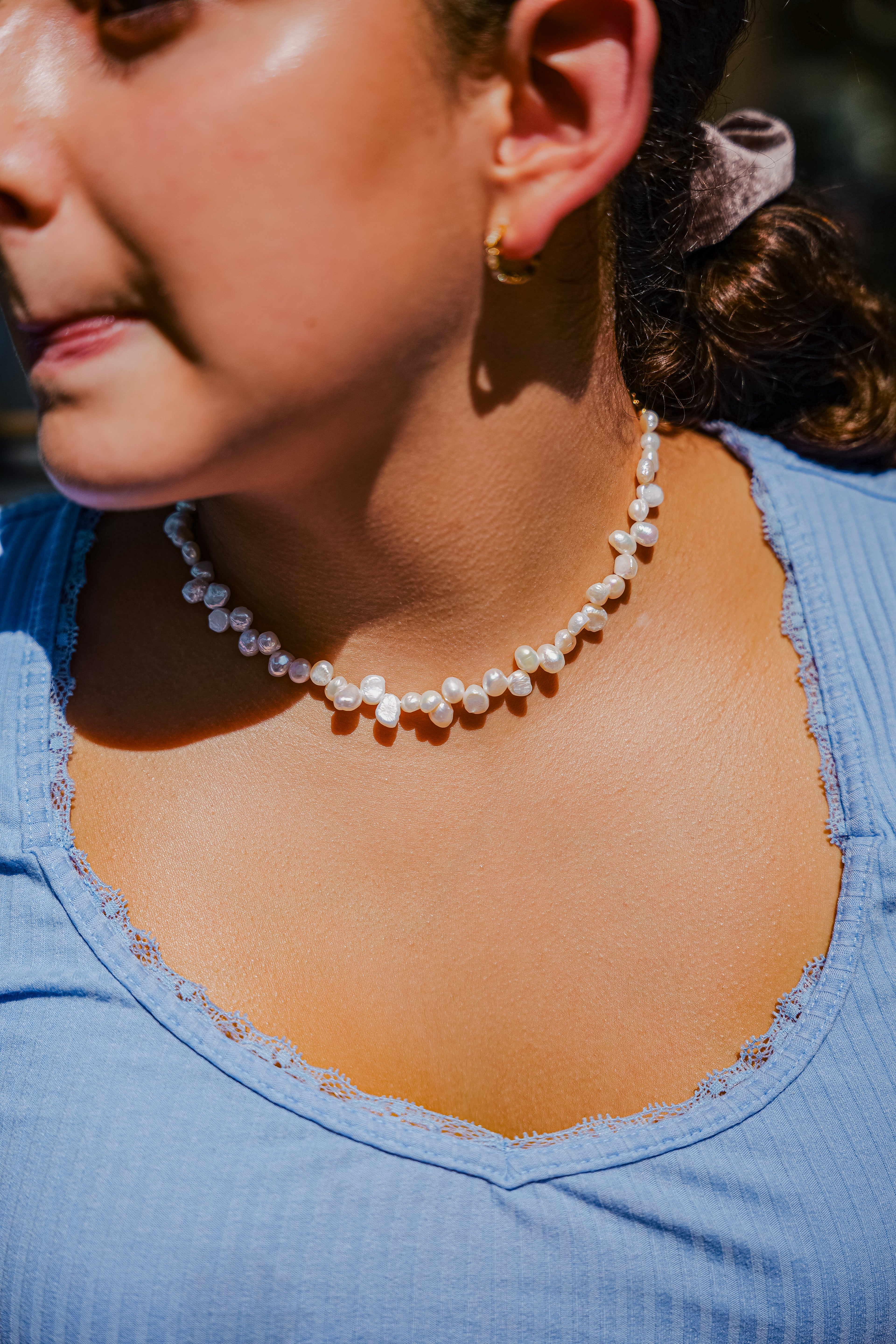 Olivia Baroque Freshwater Pearls Choker 14.5"