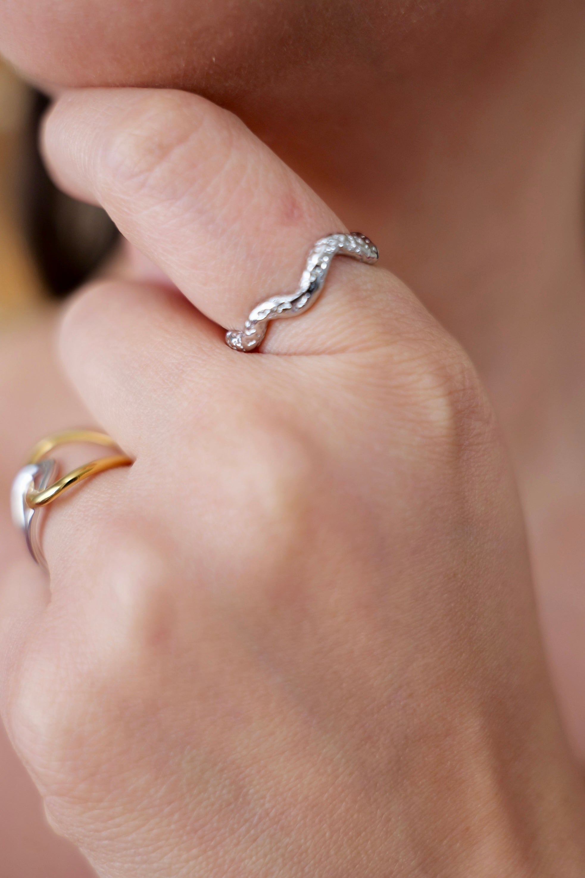 Golden Wave Textured Ring
