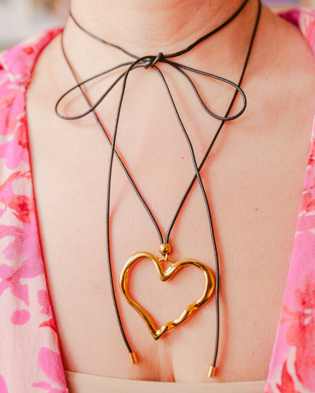 Emma 18K Gold Non-Tarnish Large Heart Necklace
