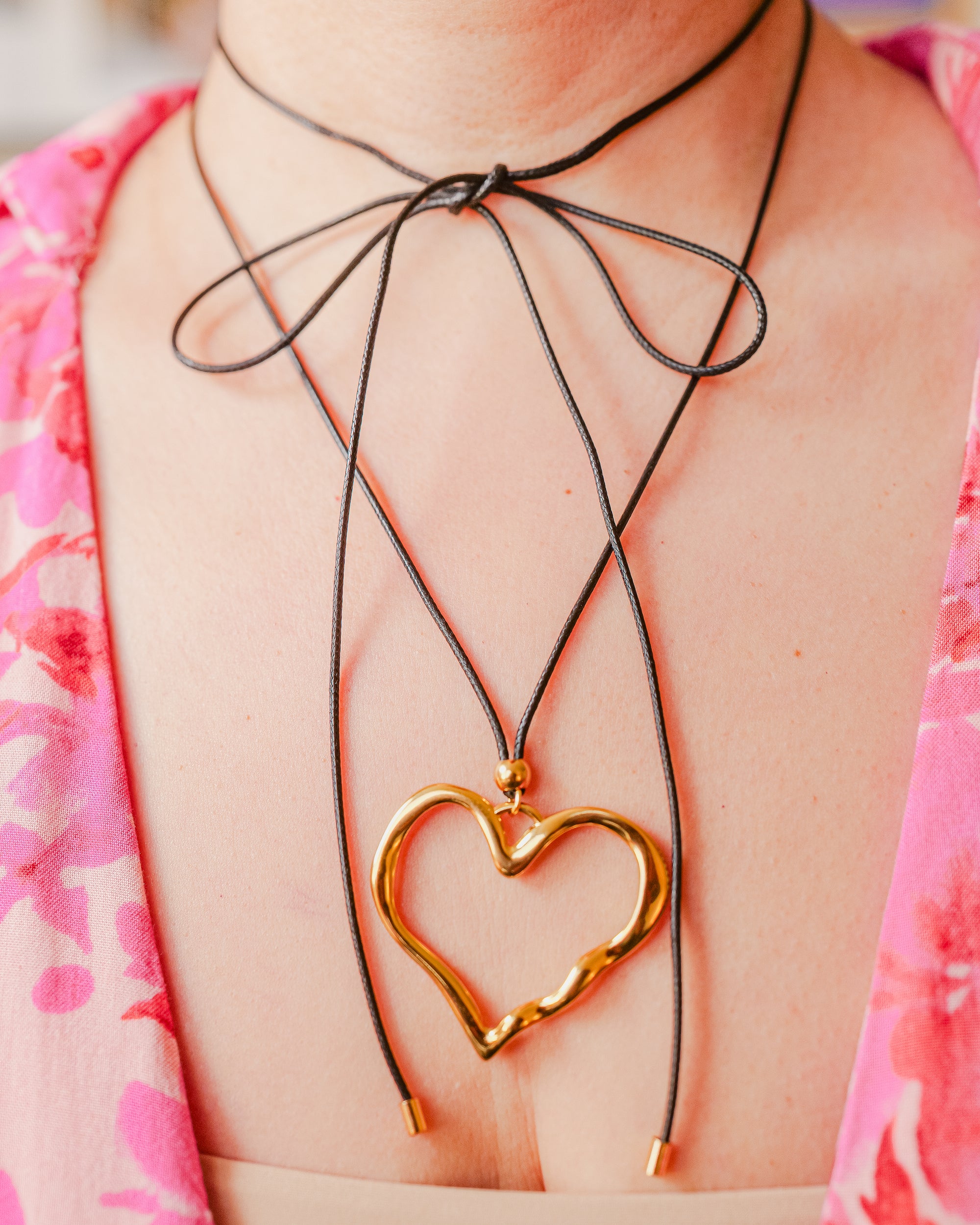 Emma 18K Gold Non-Tarnish Large Heart Necklace