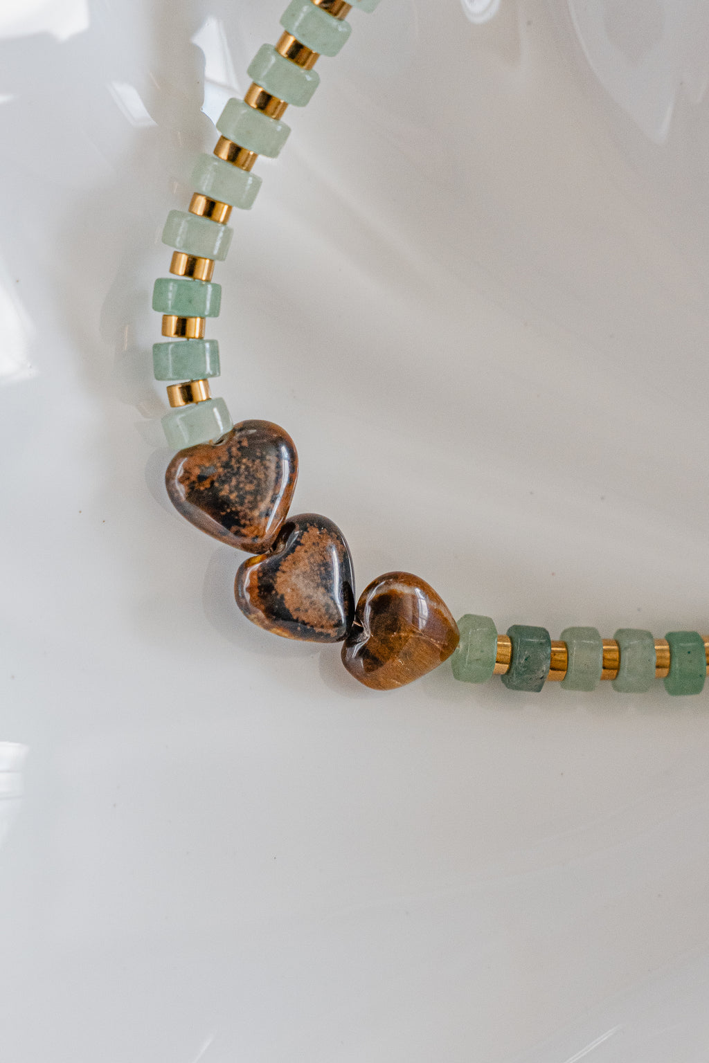 Green Aventurine with Tiger's Eye Necklace
