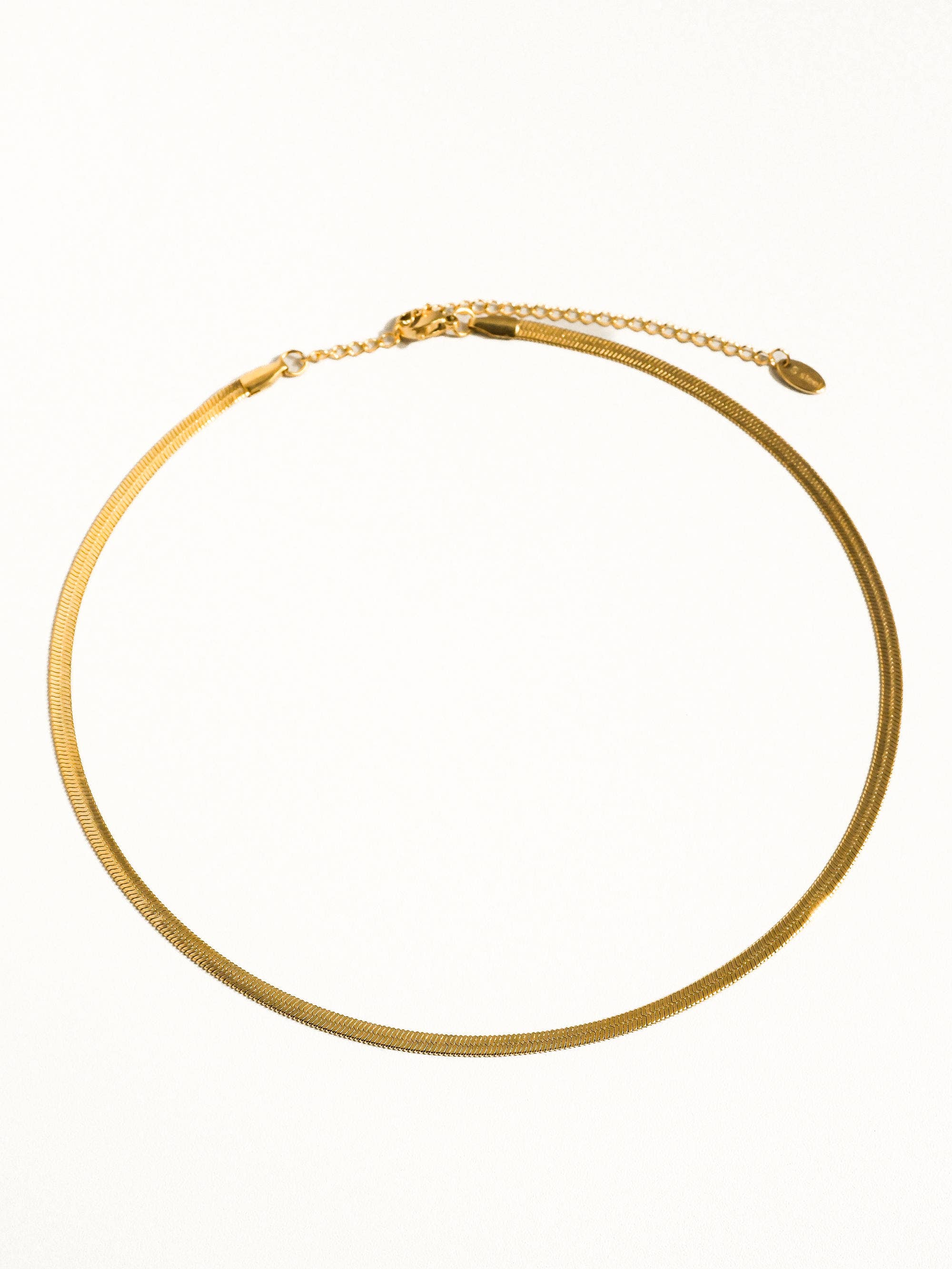 18K Gold Non-Tarnish Flat Snake Chain Bracelet