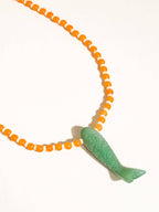 Amalfi 18K Gold Vintage Beaded Fish Necklace