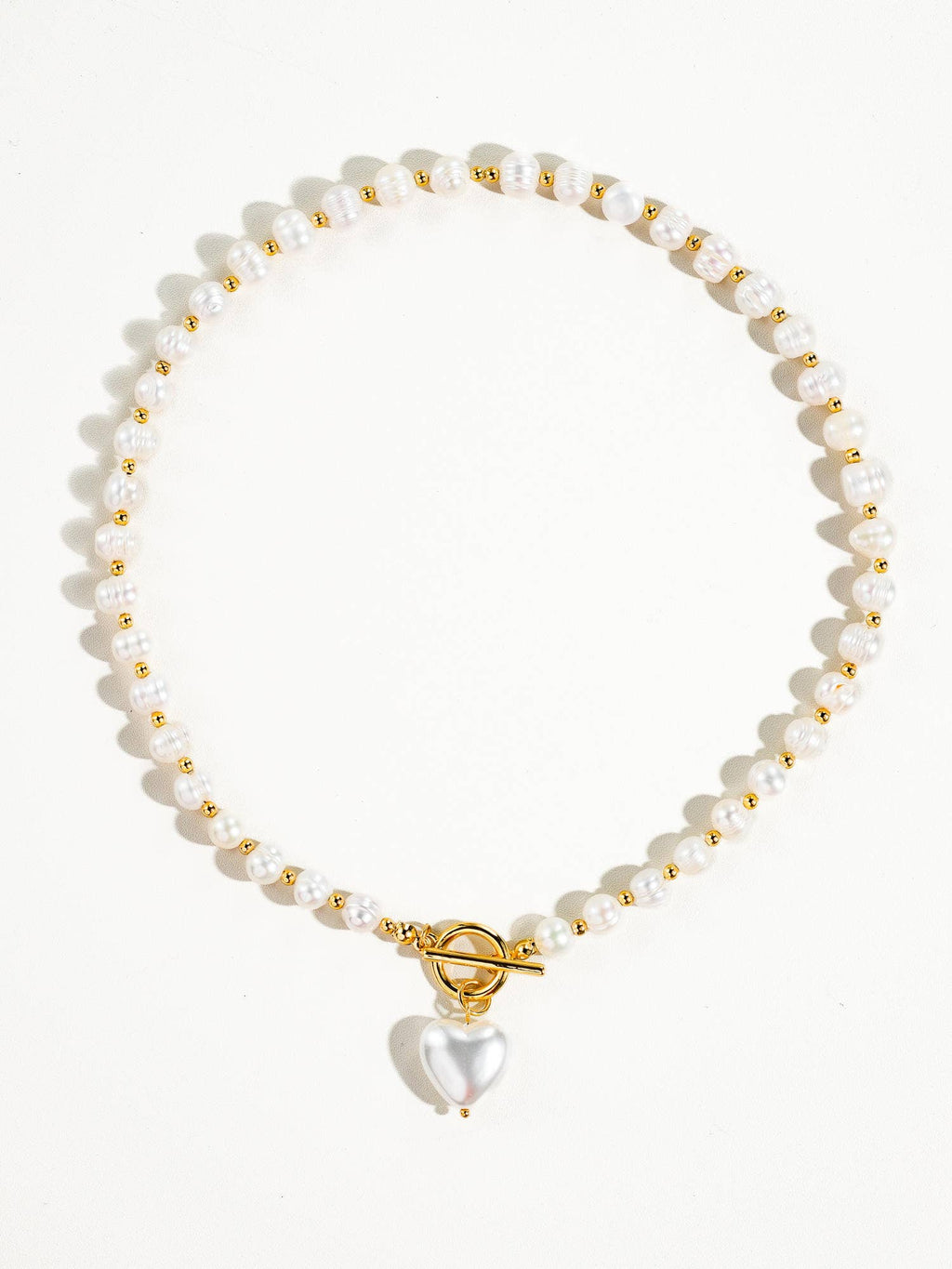 When in Paris Vintage Fresh Water Pearl Heart Charm Necklace