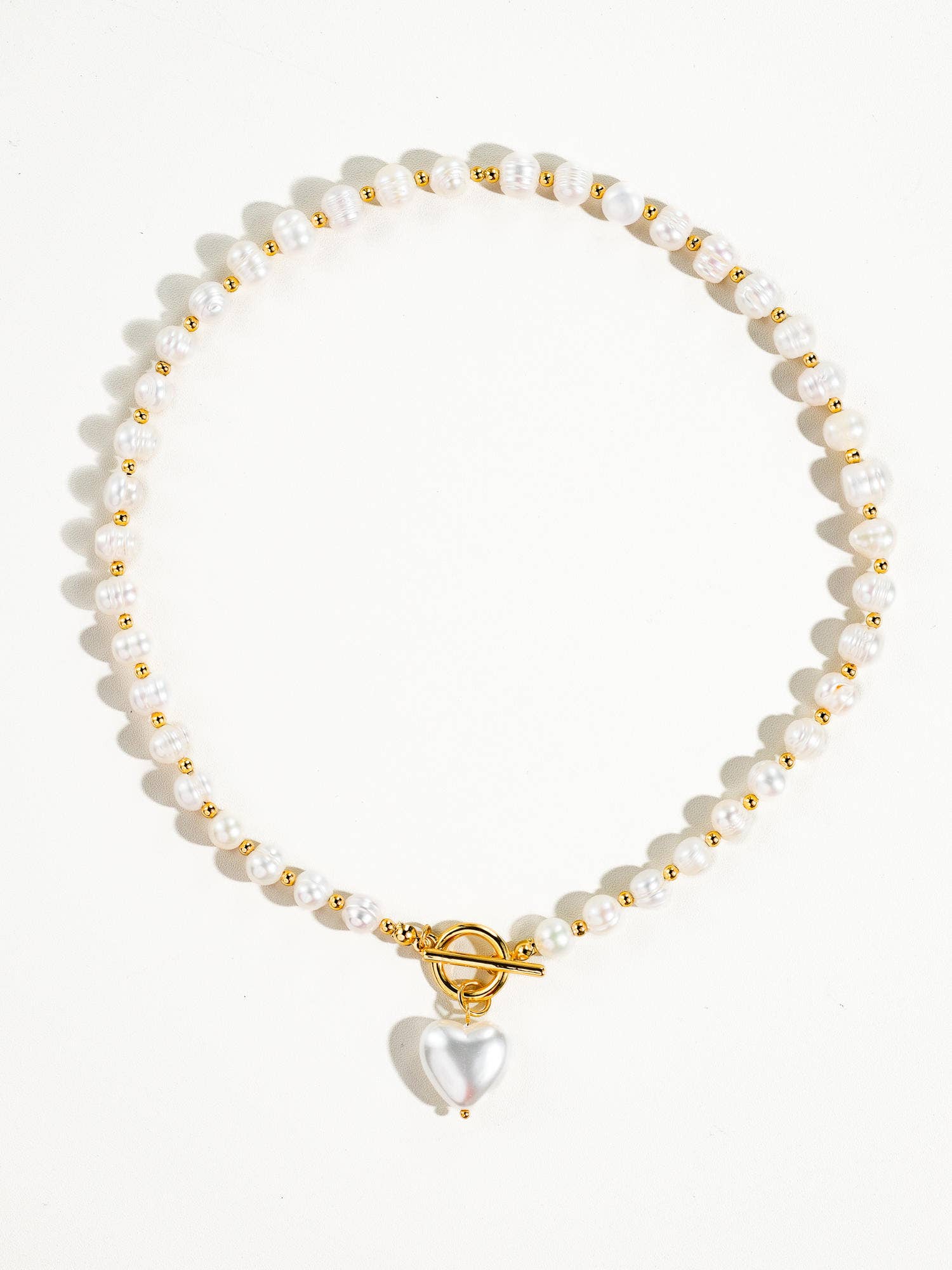 When in Paris Vintage Fresh Water Pearl Heart Charm Necklace