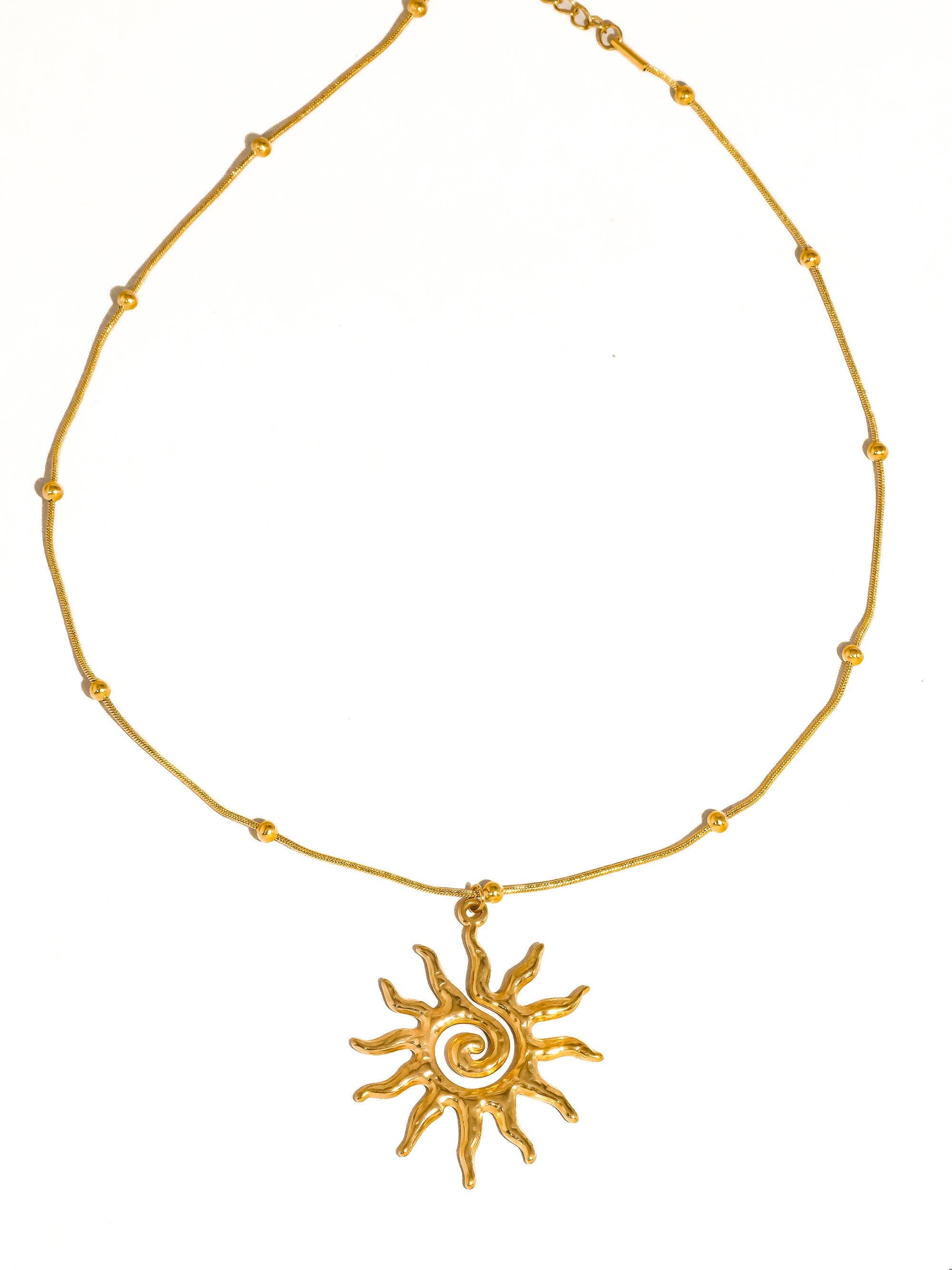 Taiyo 18K Gold Non-Tarnish Stainless Steel Boho Sun Necklace
