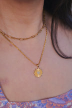 Sophie Gold Sunburst Heart Necklace – Non-Tarnish Waterproof Stainless Steel Pendant Necklace
