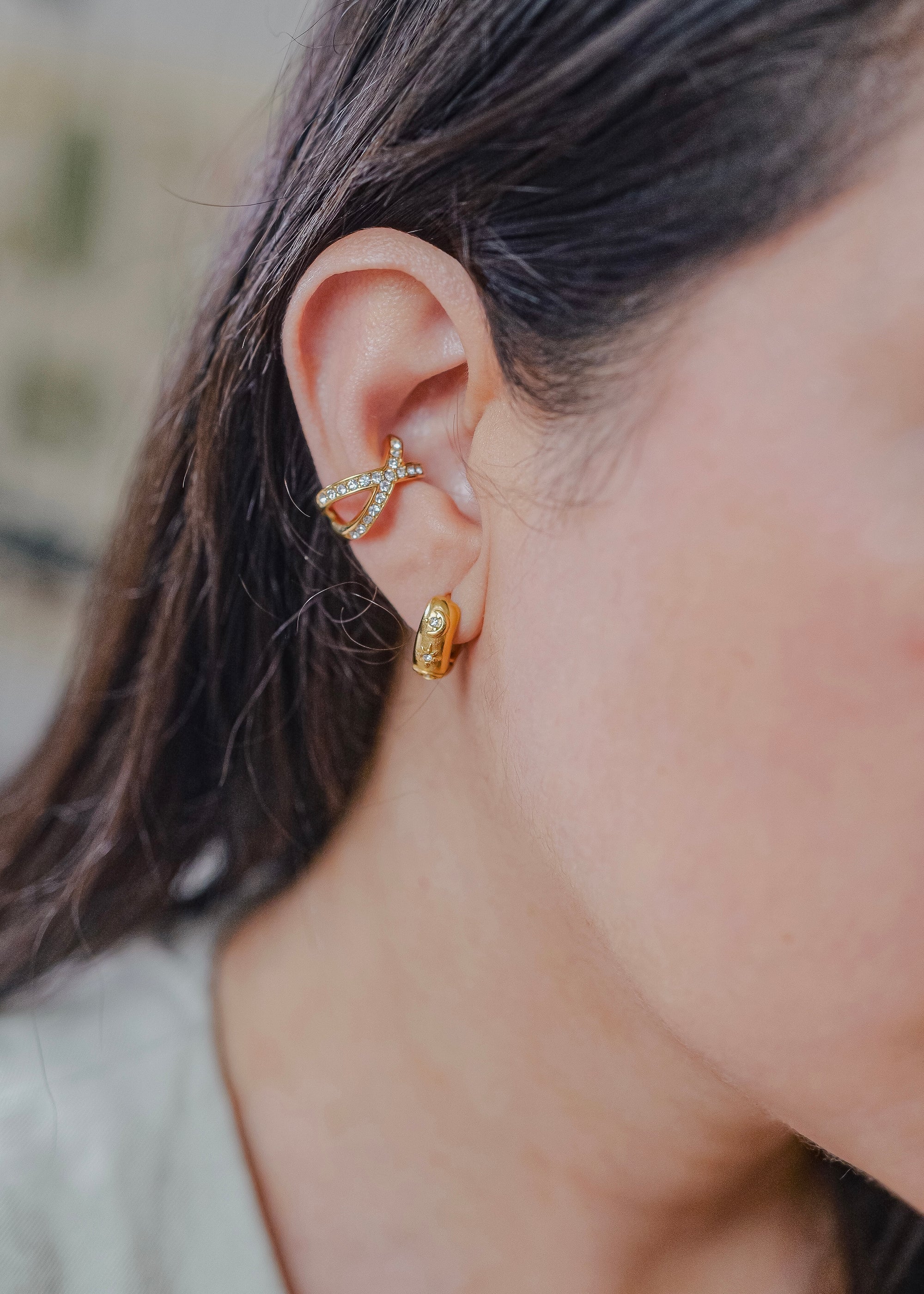 Alexa 18K Gold Non-Tarnish X CZ Ear Cuff