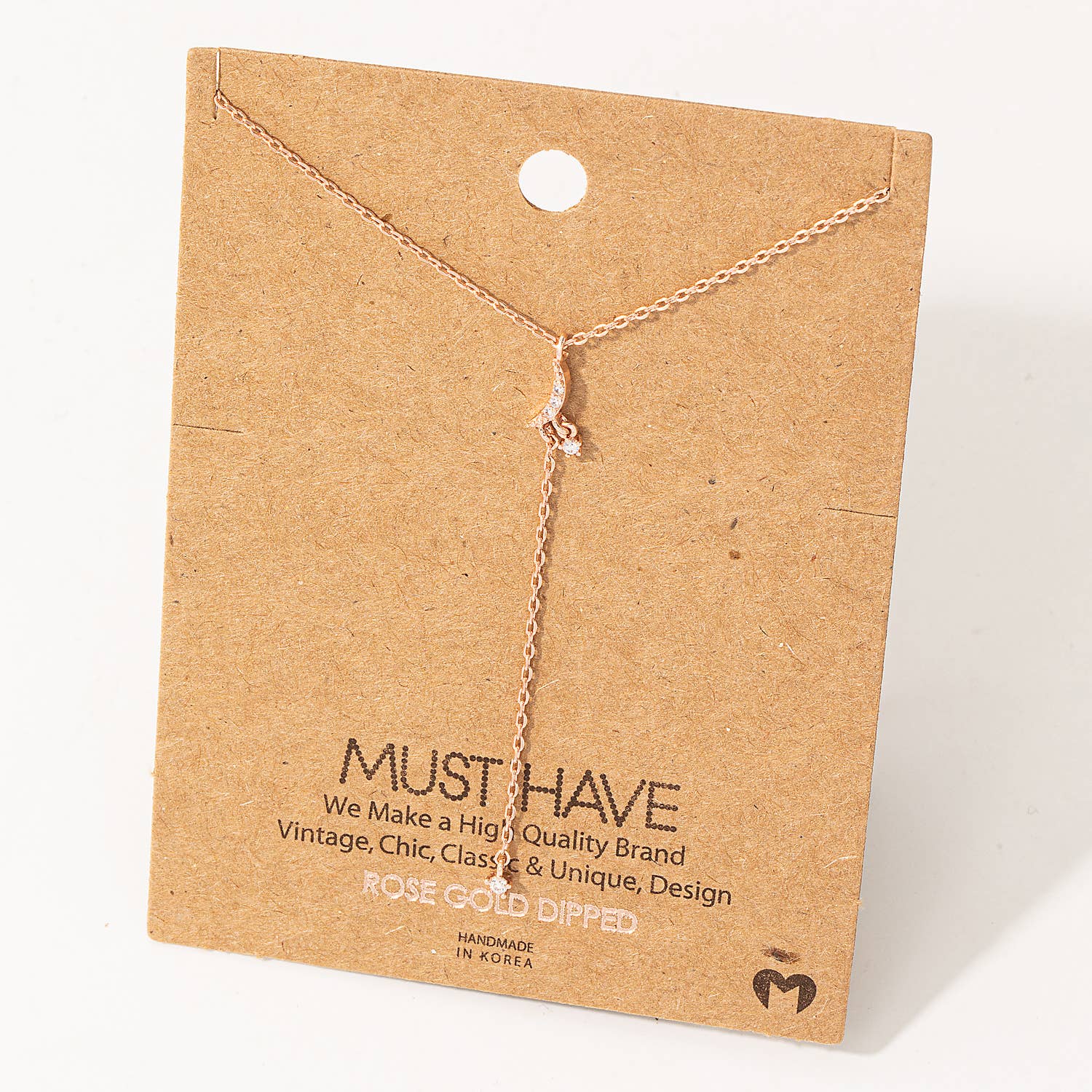 Dainty Chain Crescent Moon Y Necklace