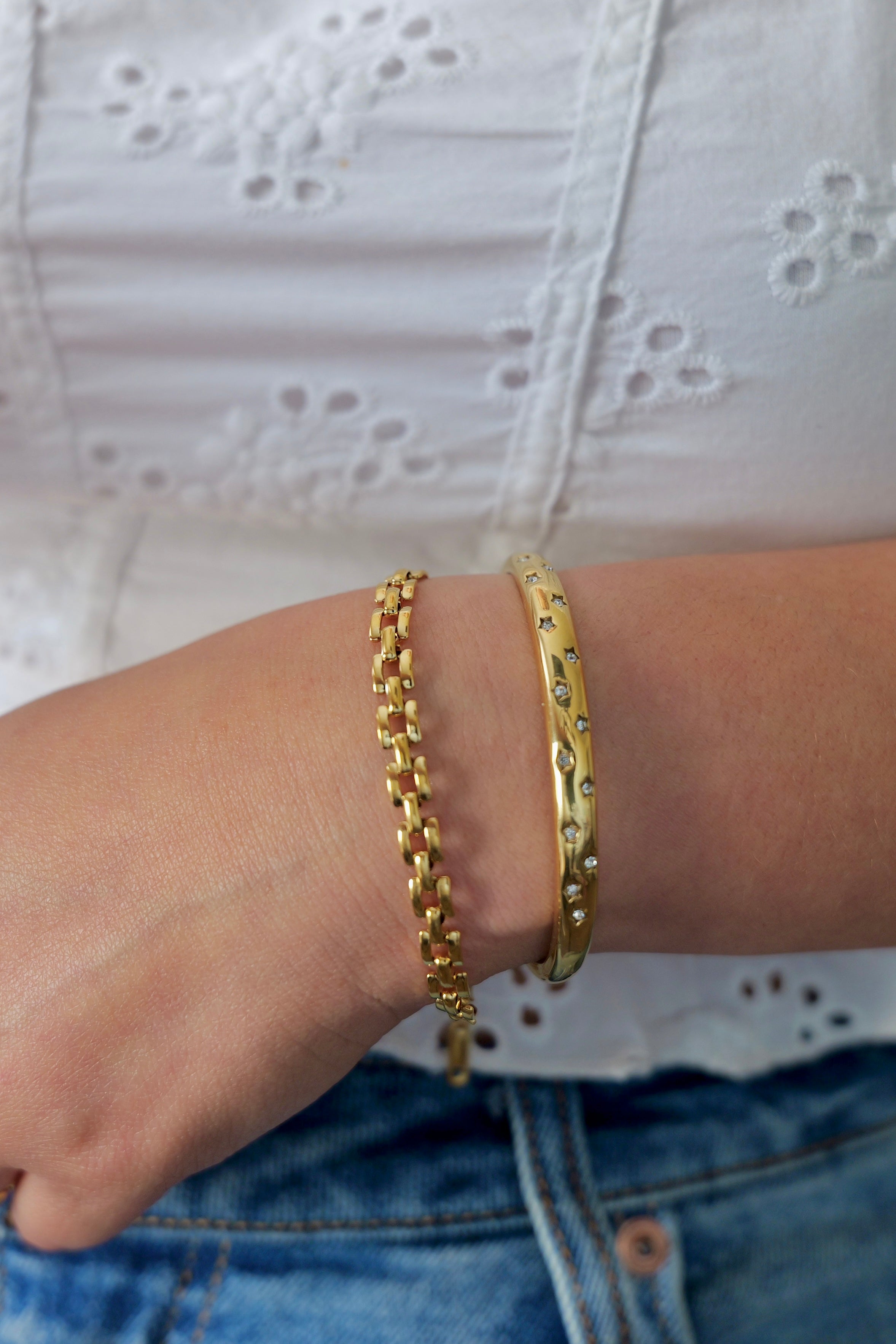 Anya 18K Gold Non-Tarnish Flat Chain Bracelet