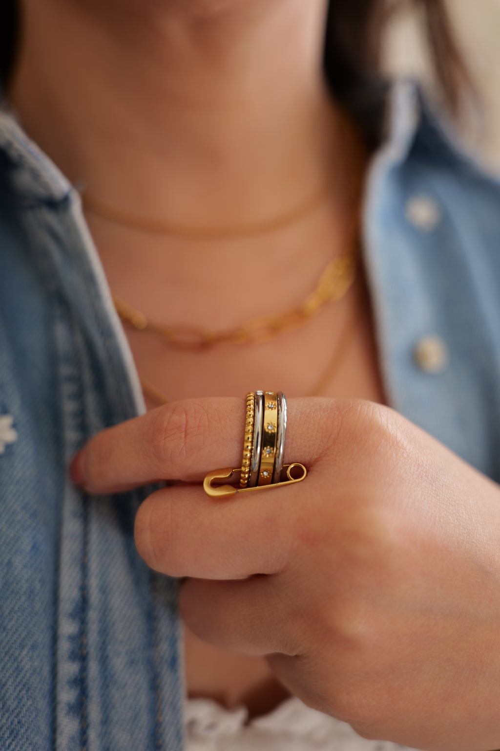 Mixed Tones Stackable Ring