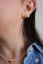 Lucia Non Tarnish Pearl Studs in Stainless Steel