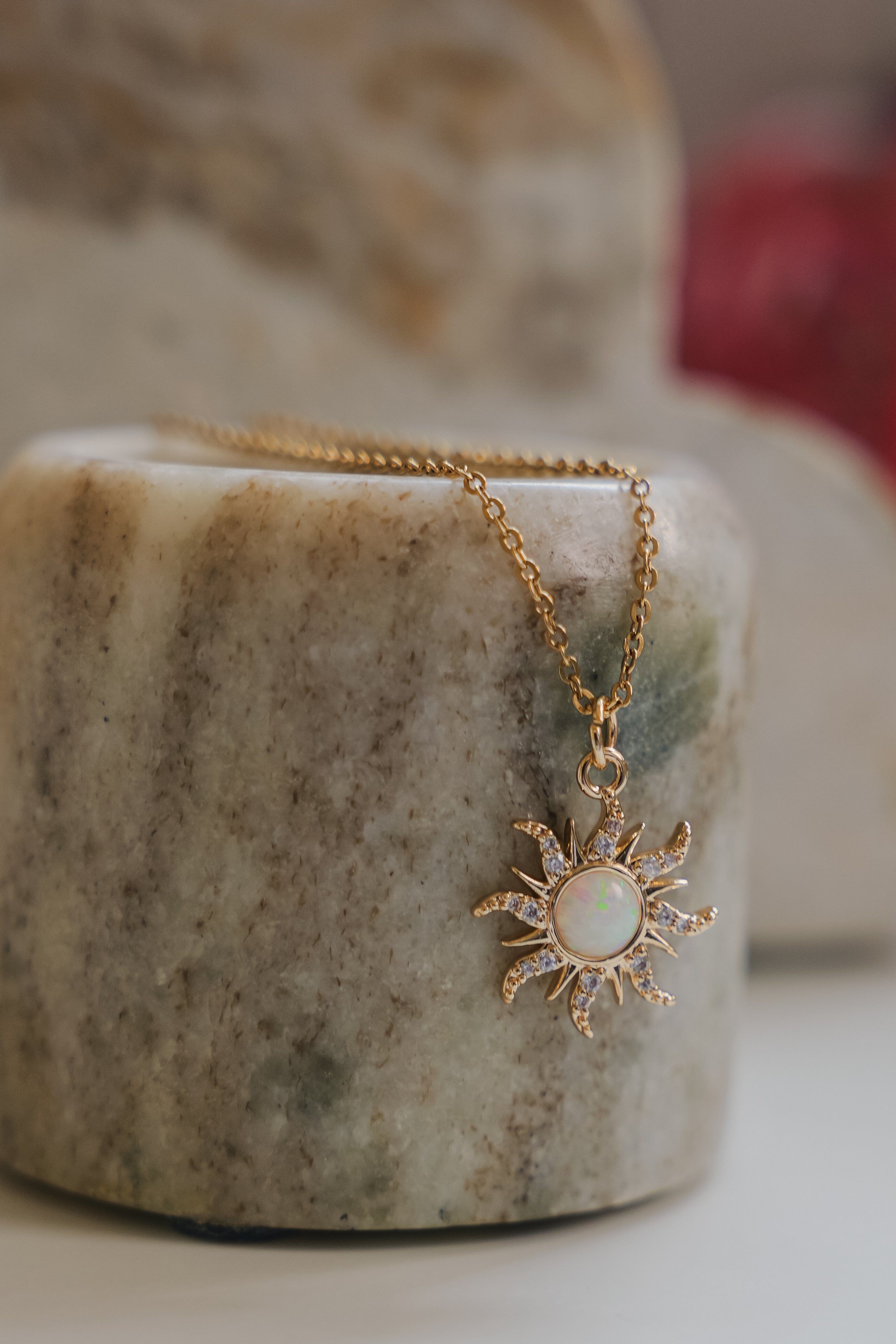 Sunfire Opal Necklace in Stainless Steel