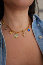 Lucy in the sky blue charm necklace