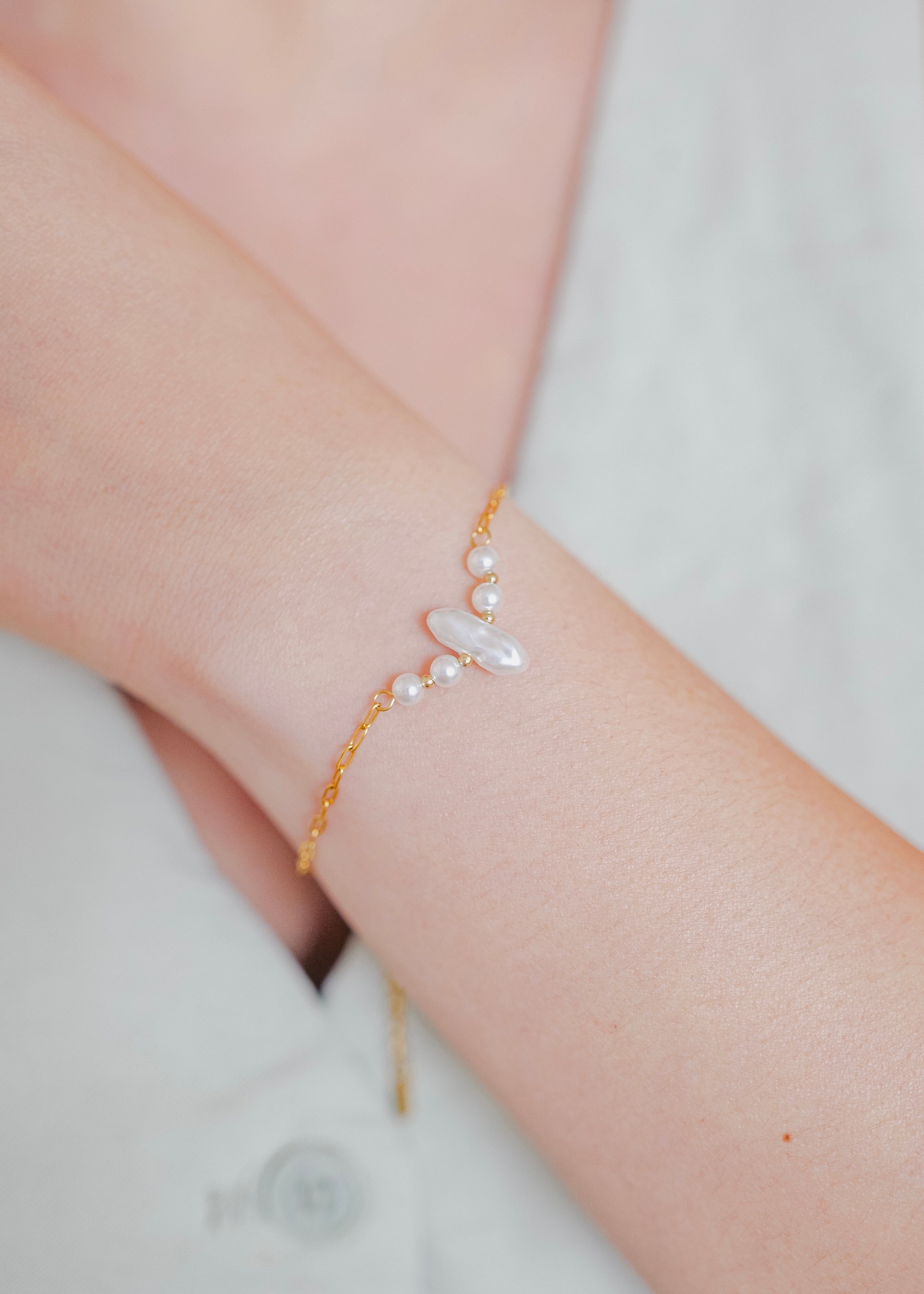 Lexie 18K Gold Non-Tarnish Pearl Chain Bracelet