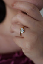 Hannah Pear Ring- Stainless Steel Non Tarnish CZ Ring