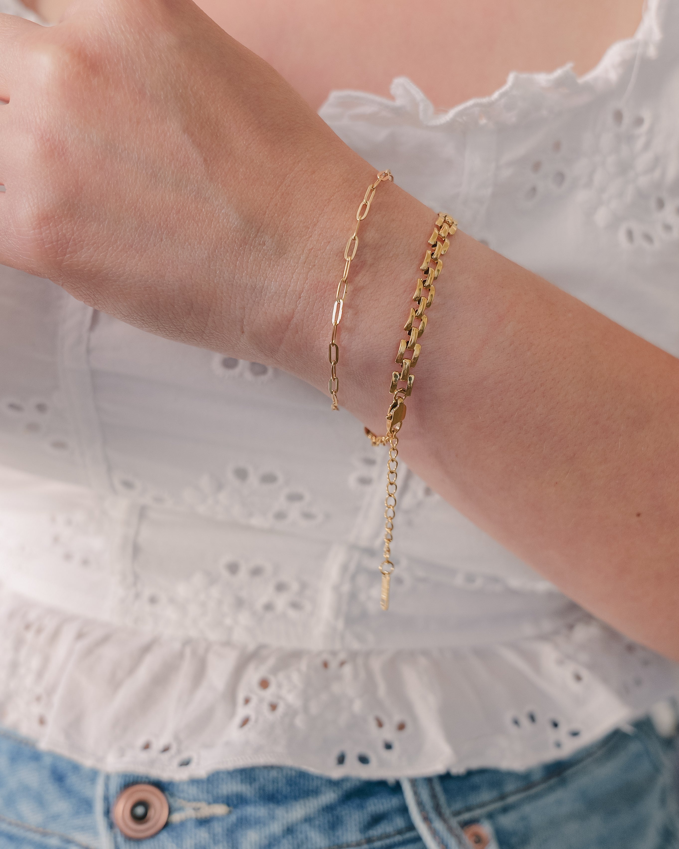 Anya 18K Gold Non-Tarnish Flat Chain Bracelet