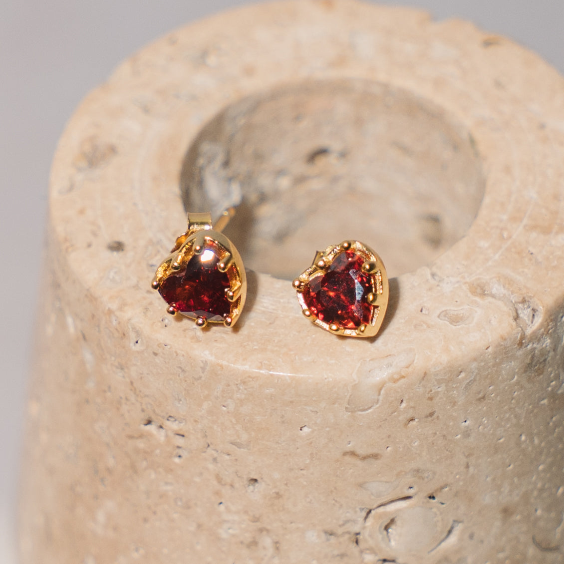 Firenze Pomegranate Red CZ 925 Sterling Silver Stud Earrings