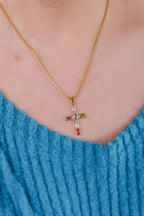 Valentina Gold Cross Pendant Necklace – Non-Tarnish Waterproof Necklace
