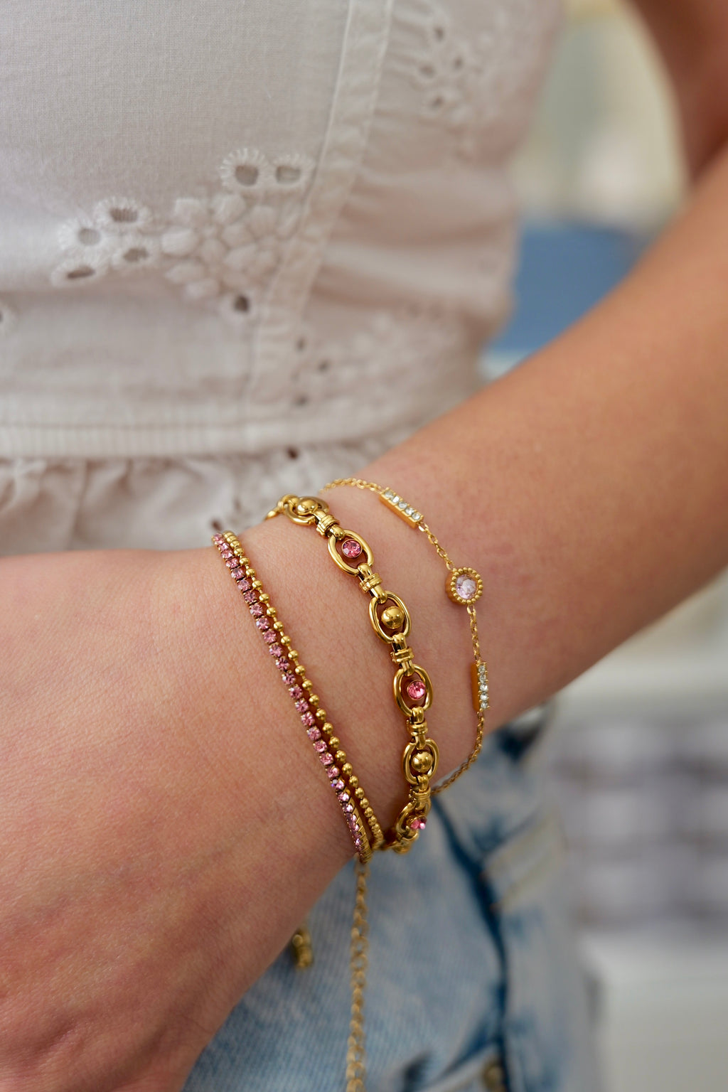 Isla Non Tarnish Pink CZ Bracelet