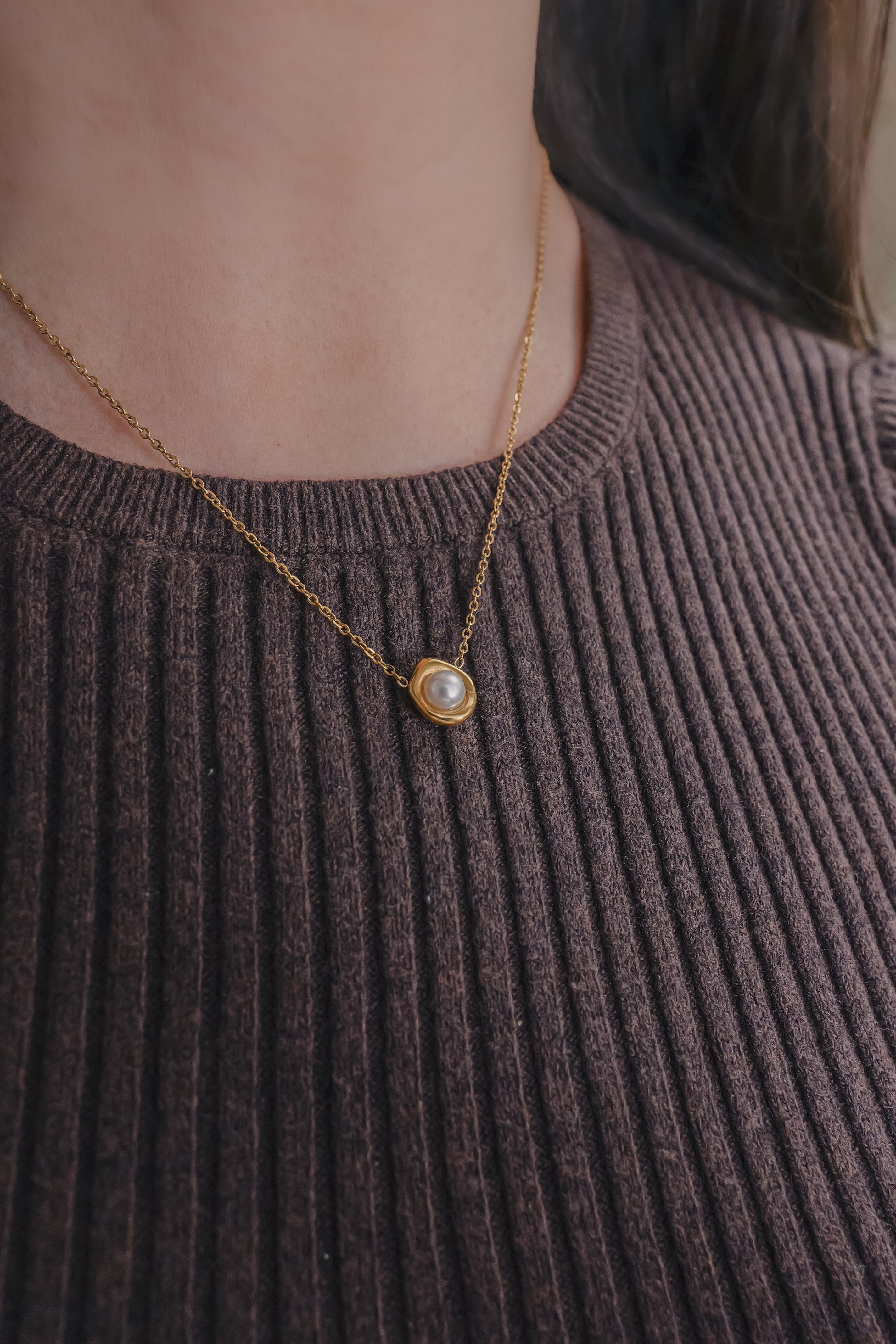 Margot Stainless Steel Pearl Necklace