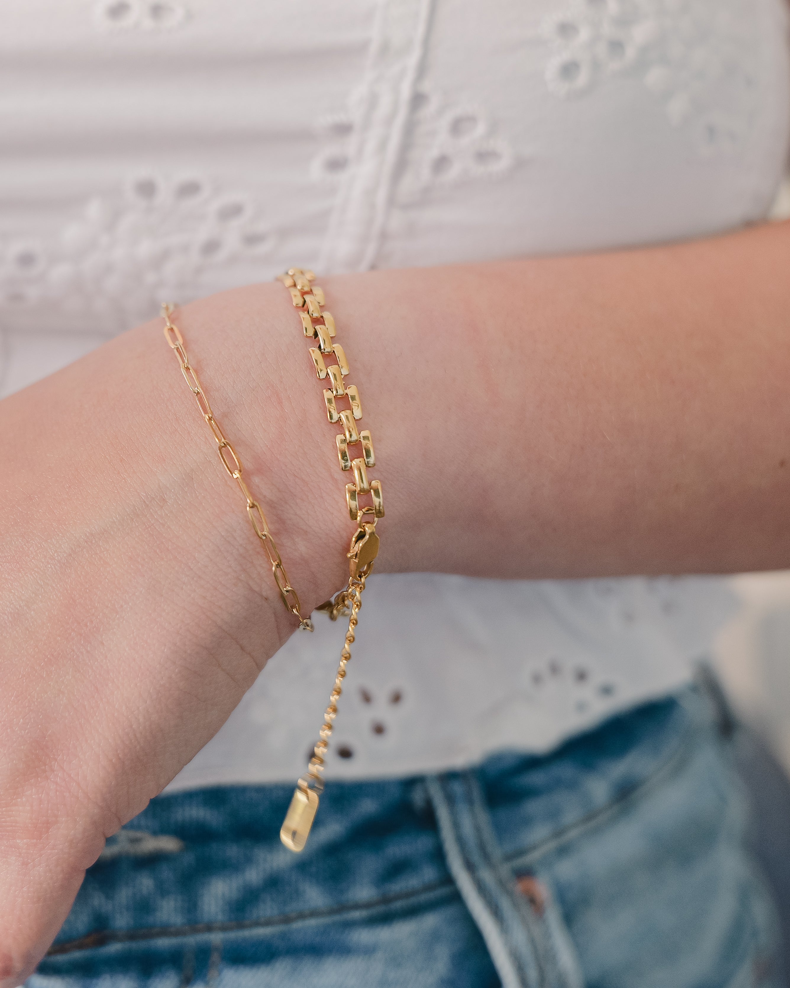 Anya 18K Gold Non-Tarnish Flat Chain Bracelet