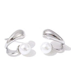 Lucia Non Tarnish Pearl Studs in Stainless Steel