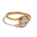 Hannah Pear Ring- Stainless Steel Non Tarnish CZ Ring