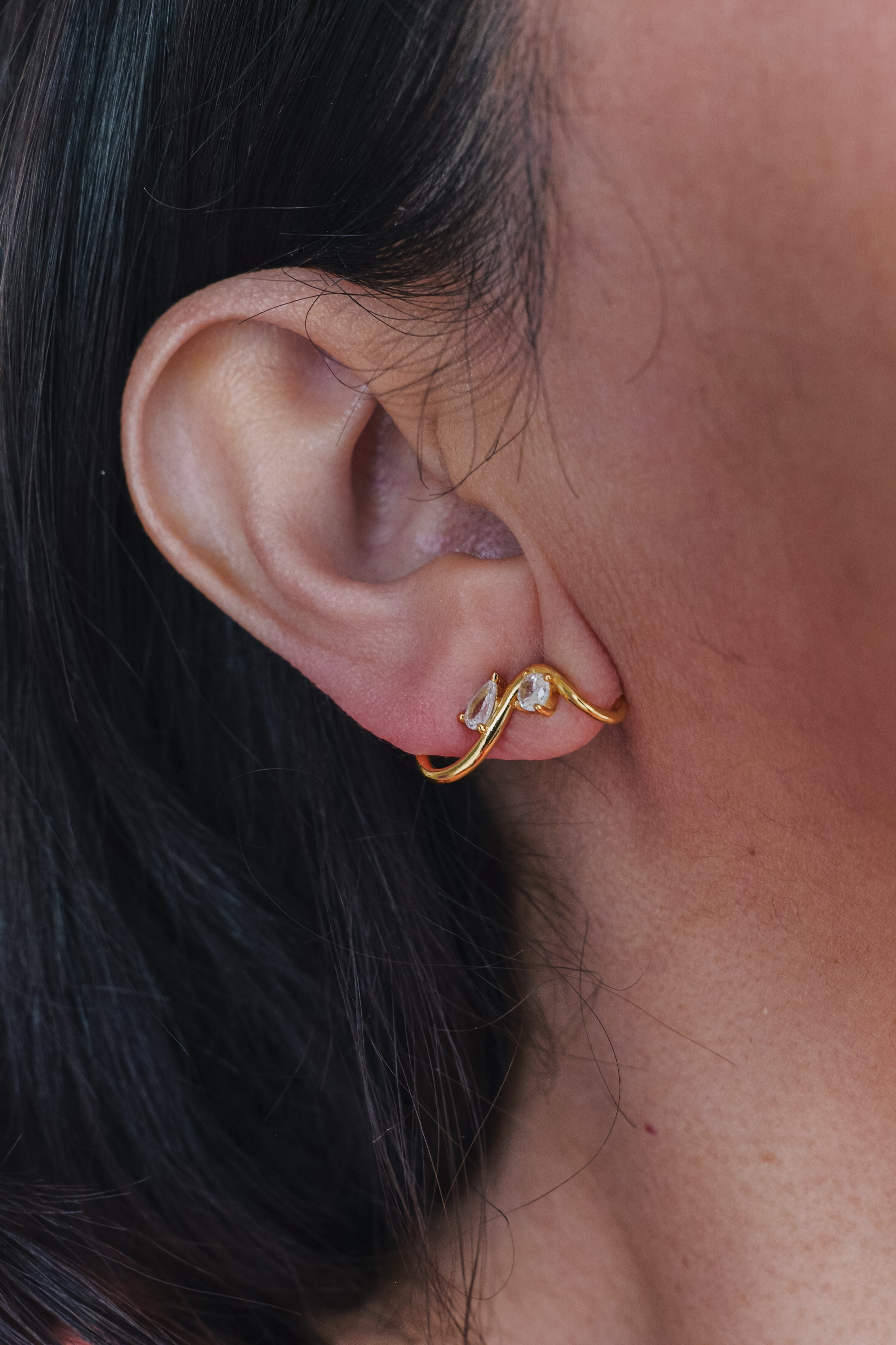 Double Spark Gold Plated 925 Sterling Silver Earrings