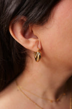 Desi 18K Gold Star CZ Heart Hoop Earring