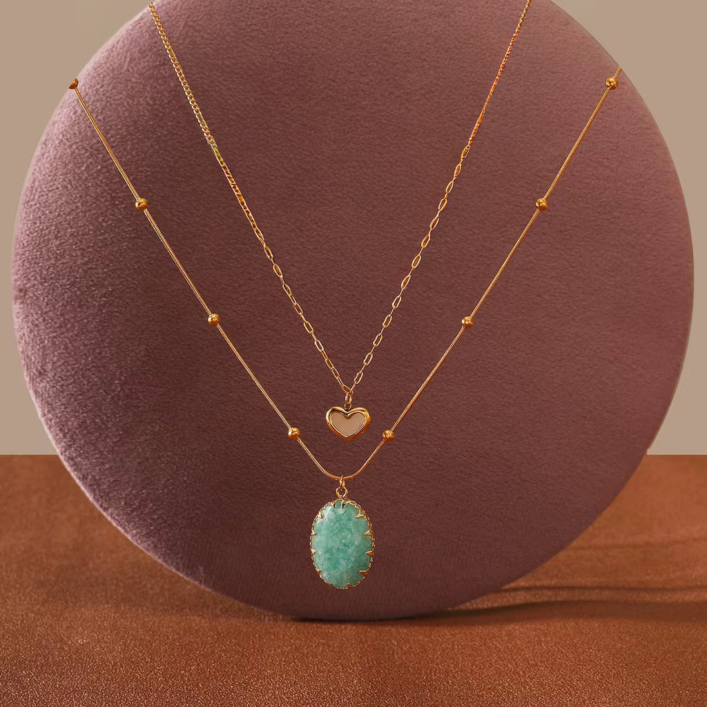 Spring duo Natural Amazonite Necklace