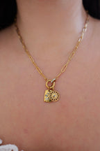 16" 18K Gold Paperclip Rhinestone Charm Holder Necklace