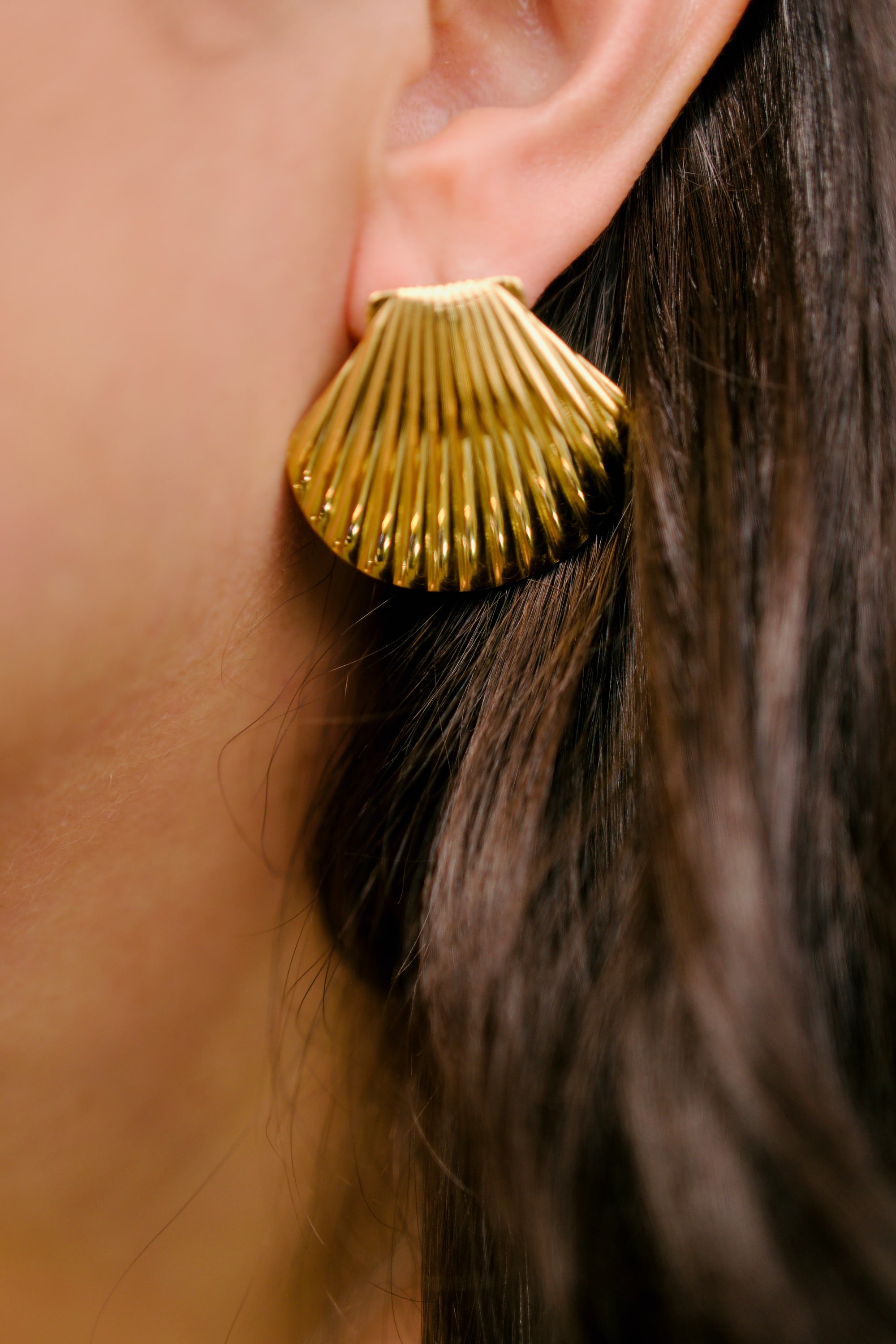 Cèpe 18K Gold Non-Tarnish Shell Studs