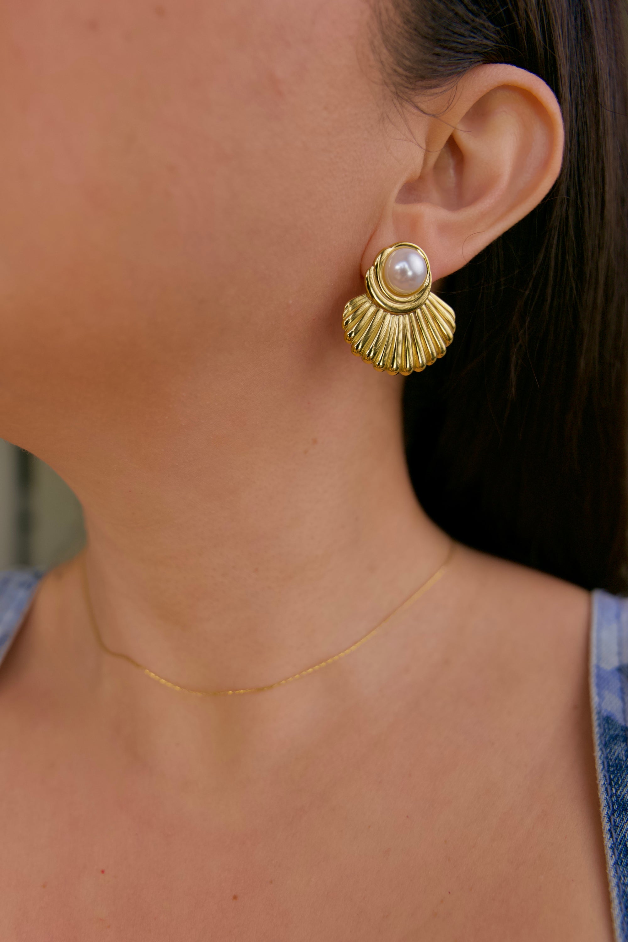 Marcel 18K Gold Non-Tarnish Shell Earring