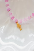 Pink Beaded Necklace with Sardine Chatm