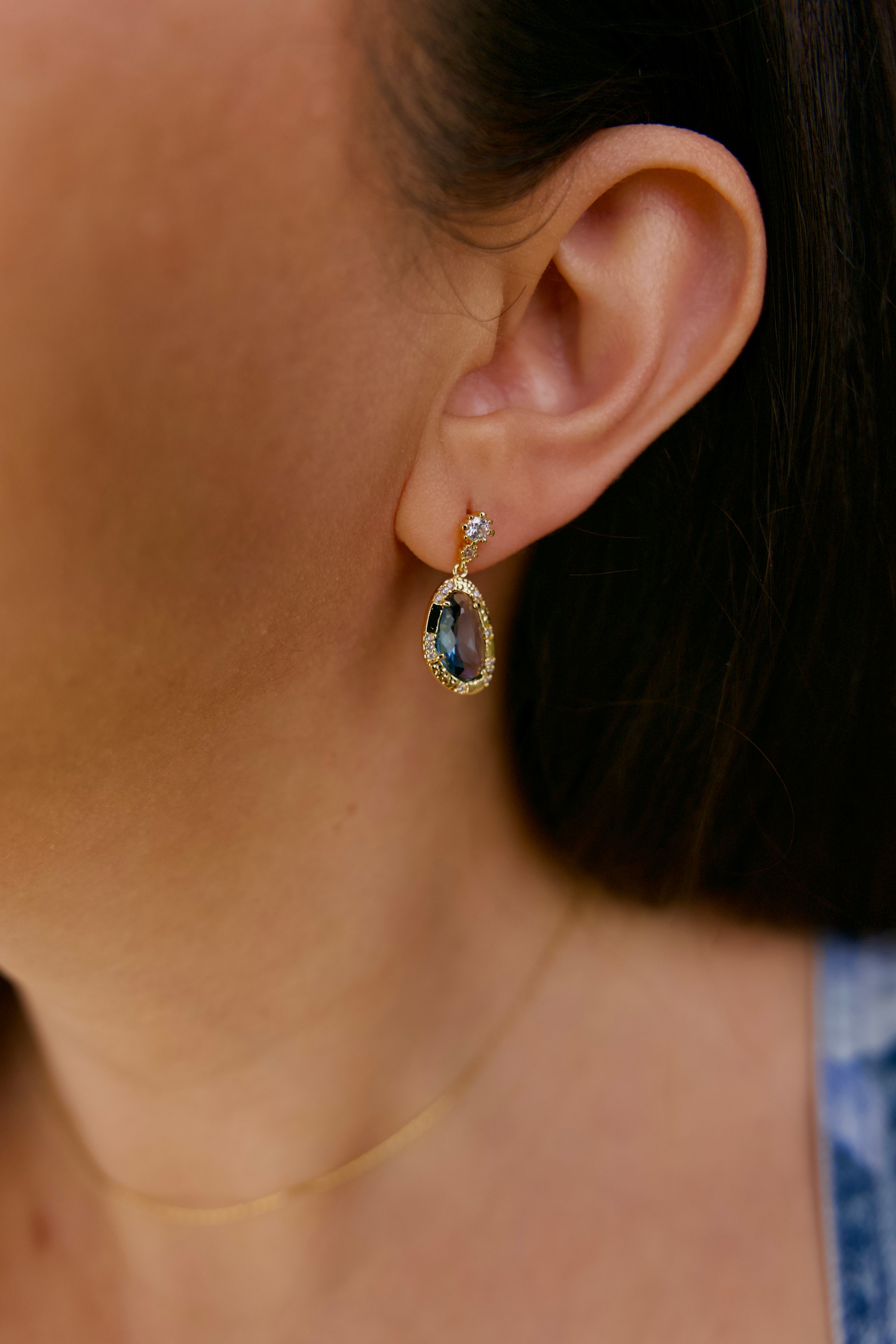 Isabella 18K Gold Dressy Gemstone Statement Earring