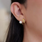 Lucia Non Tarnish Pearl Studs in Stainless Steel