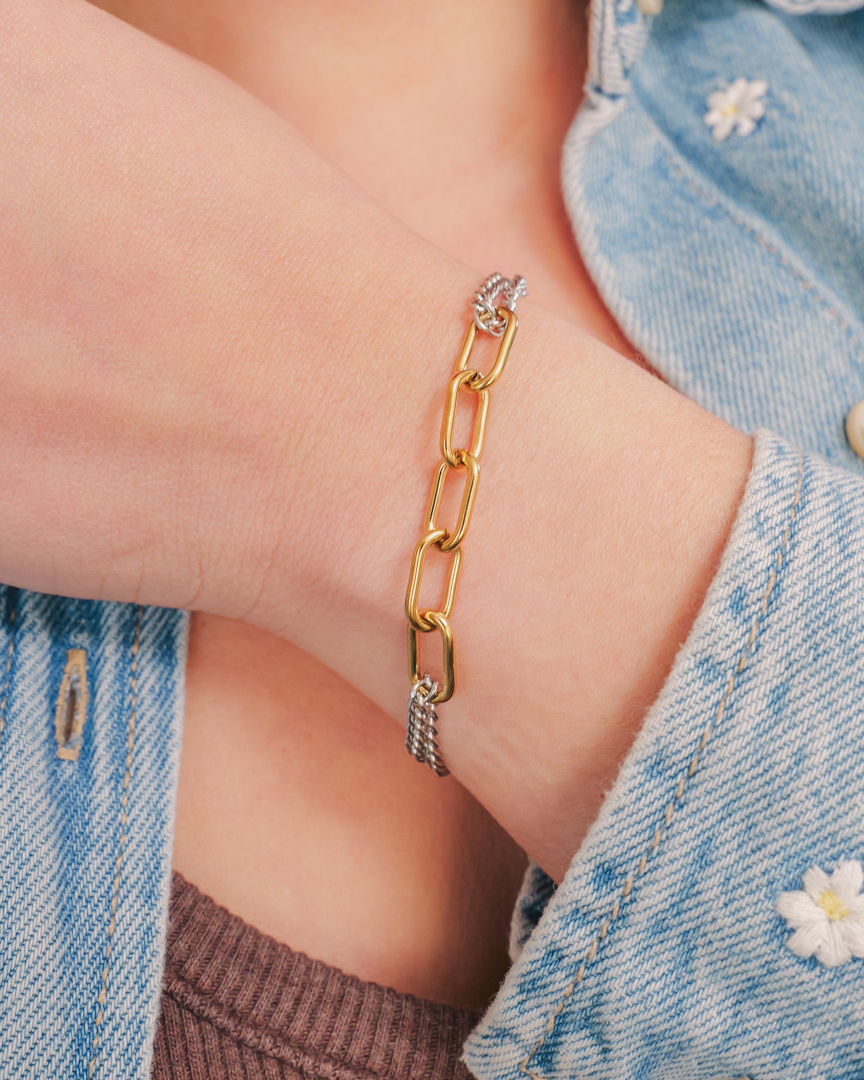 Cool Girl Energy Two Tone Necklace and Bracelet Set