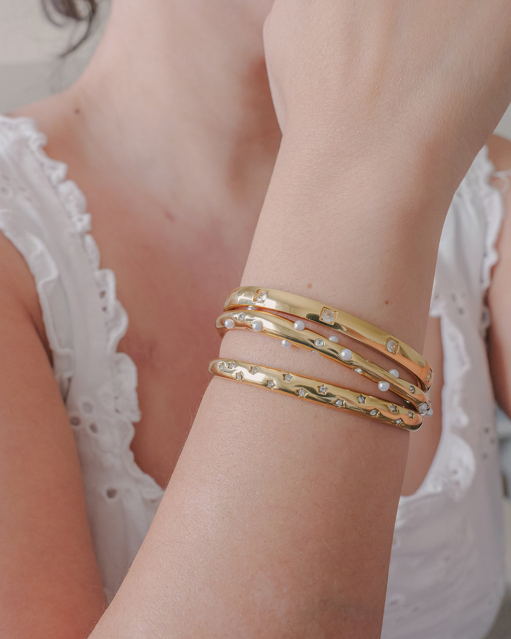 Luna 18K Gold Non-Tarnish Classic CZ Bangle