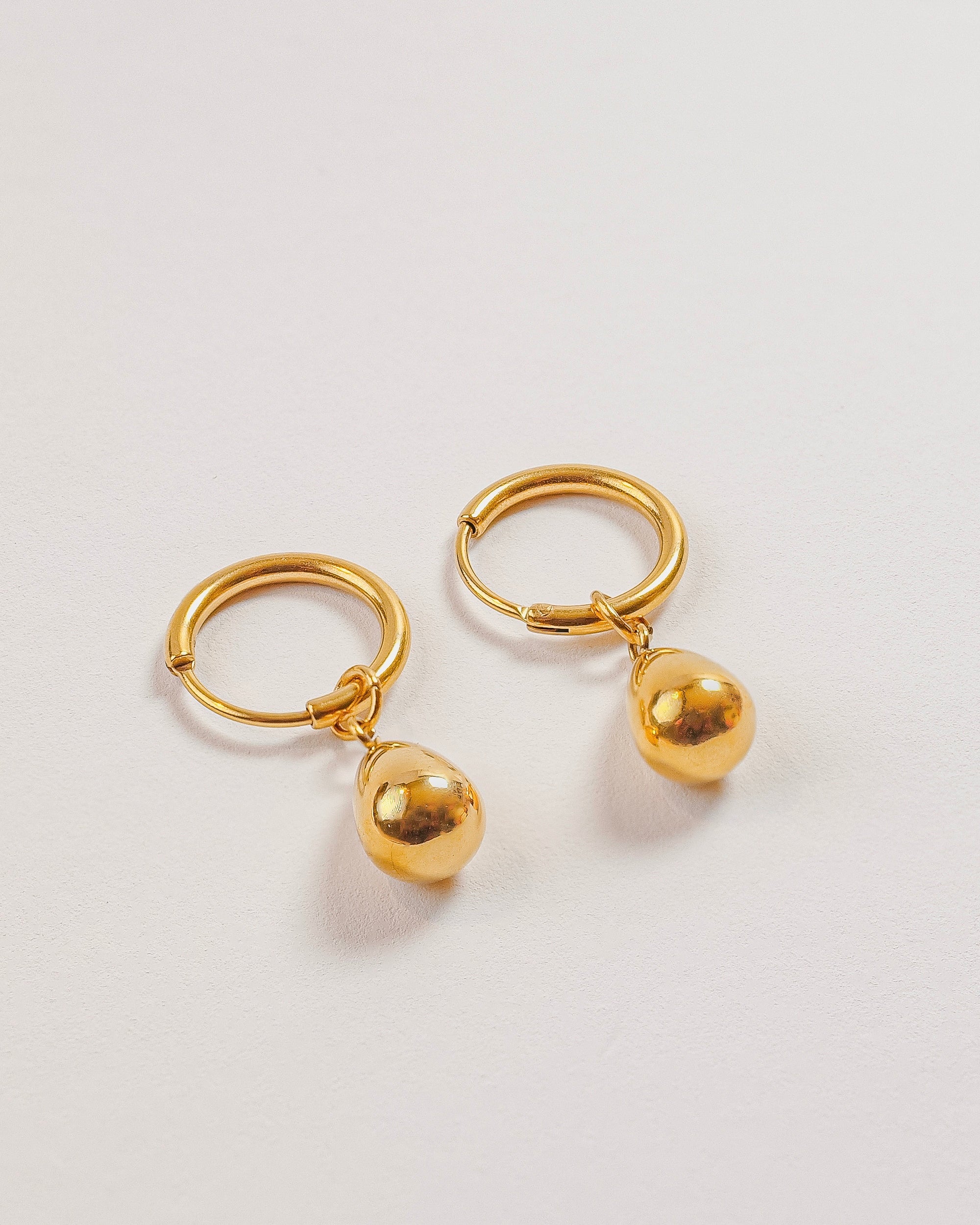 Teardrop 18k Gold Plated Stainless Steel Huggie Earrings