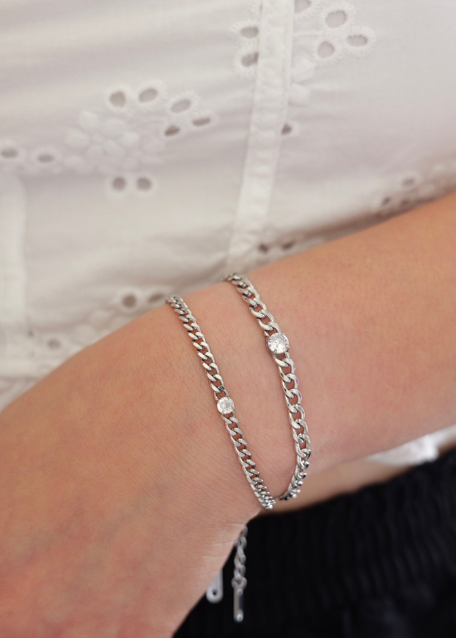 Silver Larissa Stainless Steel Non Tarnish CZ Bracelet
